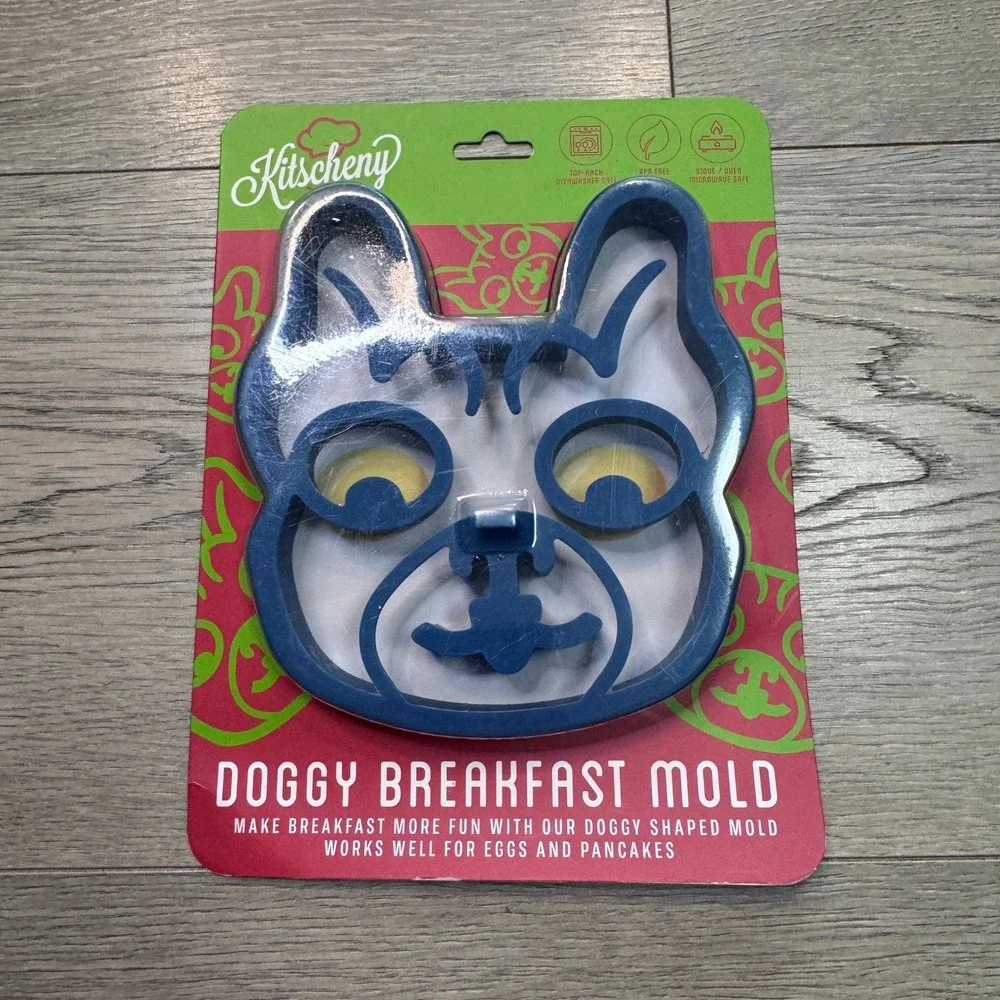 Kitcheny Blue Doggy Breakfast Mold Dog Shaped Egg and‎ Pancake Silicone Mold NIP